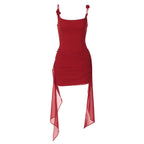 Damen Figurbetontes Kleid mit elegantem Seitenschlitz und Trägerverzierung R&B