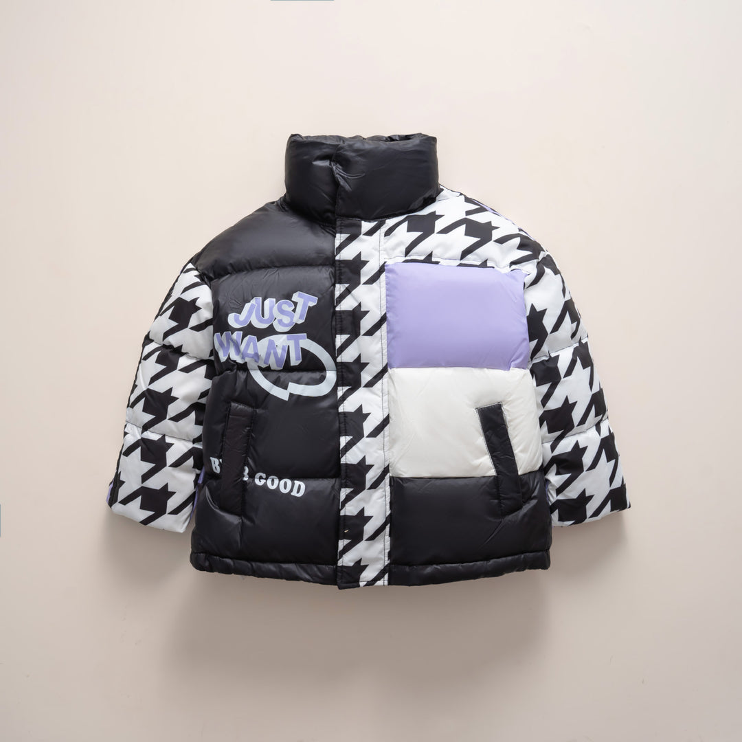 Damen Übergroße Steppjacke mit trendigem Patchwork-Design R&B
