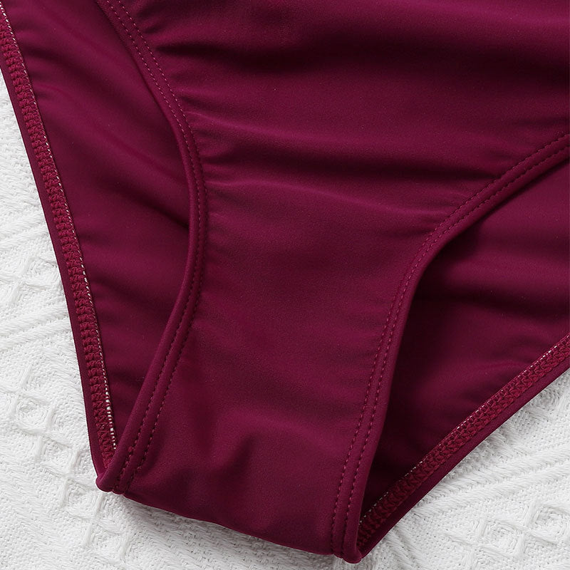 Damen Badeanzug-Set mit modischem Rüschenoberteil und verstellbaren Trägern R&B