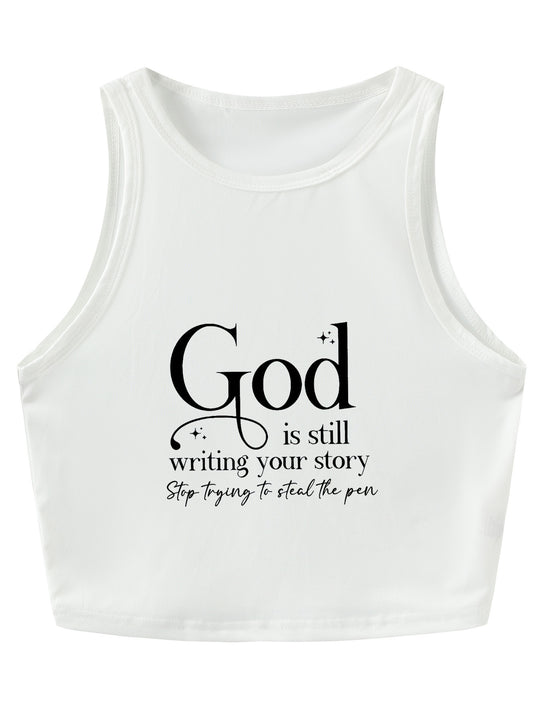 Damen Crop-Top mit kreativem Spruch und lässigem Schnitt R&B