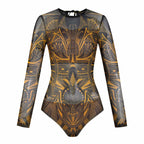 Damen Langarm-Badeanzug mit modernem Grafikdesign R&B