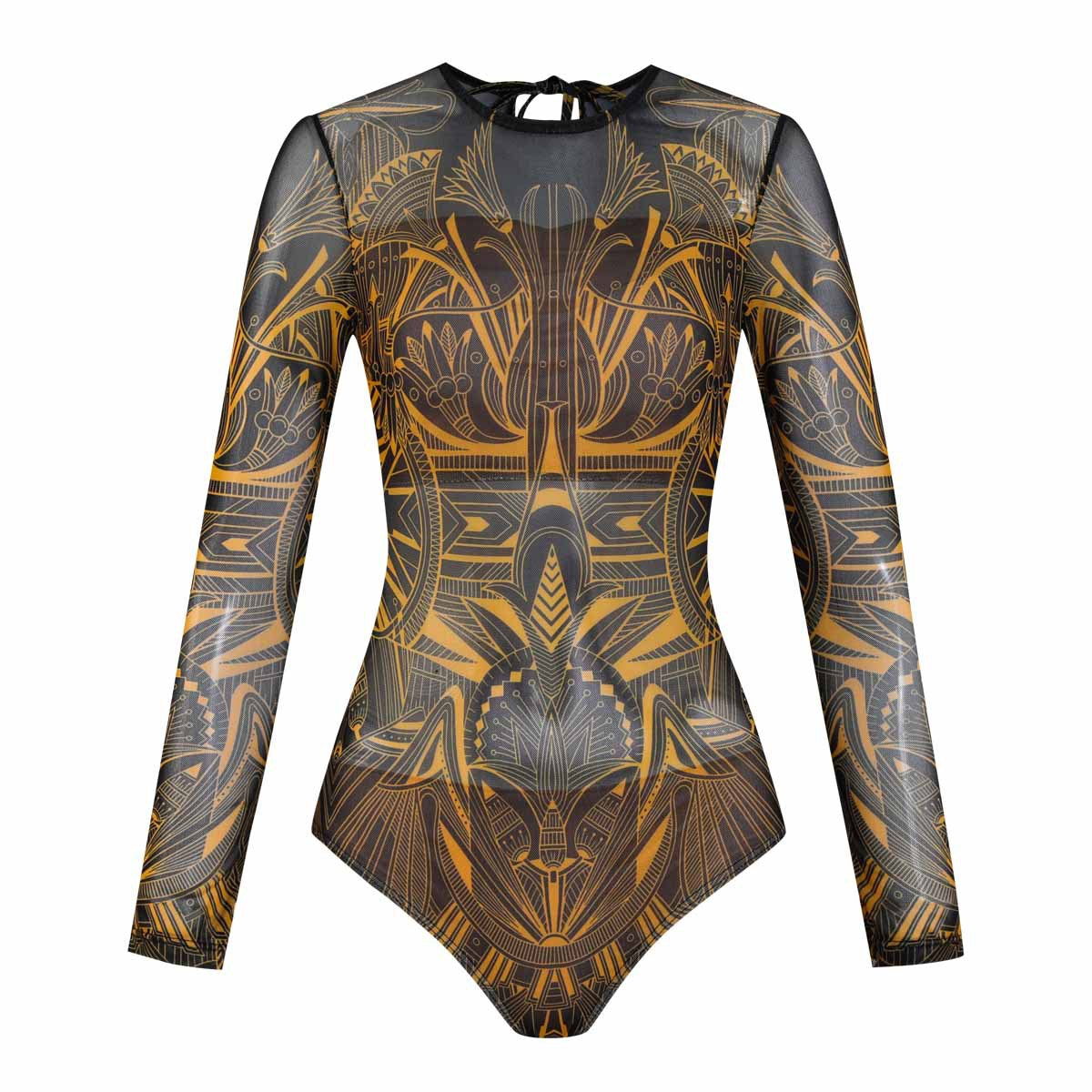 Damen Langarm-Badeanzug mit modernem Grafikdesign R&B