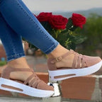 Damen Sportliche Plateau-Sneaker mit offenen Riemen R&B