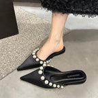 Damen Spitzen-Mules mit glänzenden Perlenverzierungen R&B