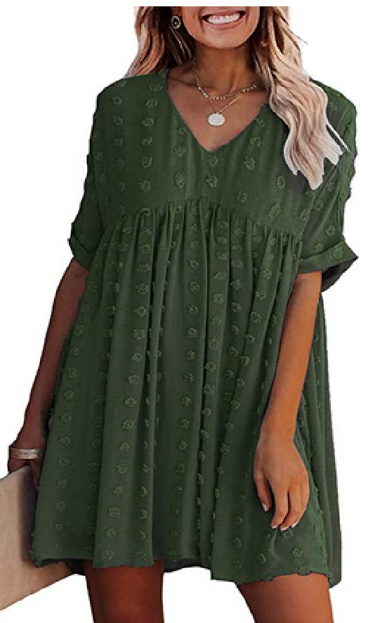 R&B | Locker Sitzendes Kurzärmliges Weites Taillenkleid