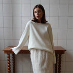 Damen Lässiger Strickpullover mit weitem Schnitt R&B