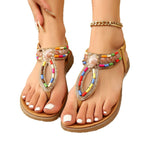 Damen Sommerliche Zehentrenner-Sandalen mit kunstvollen Bead-Applikationen und komfortablem Fußbett R&B
