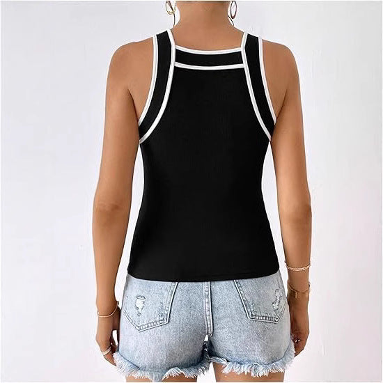 Damen sportliches Body mit kontrastierenden Trägern R&B