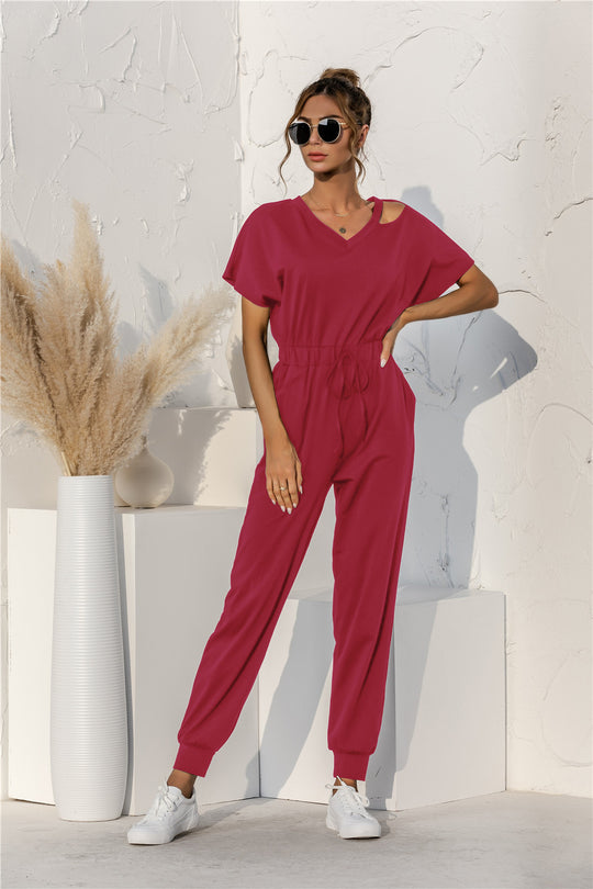 Damen Relaxed Fit Overall mit Kordelzug und Schulterfreies Design R&B