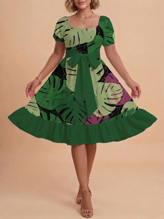 Damen Verspieltes Maxikleid mit Bärenmuster und taillierbarem Band R&B