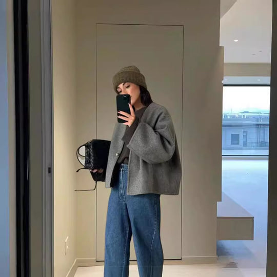Damen Oversized Wolljacke R&B