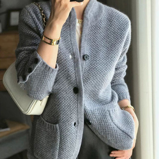 Damen Strickjacke mit strukturiertem Design und praktischen Taschen R&B