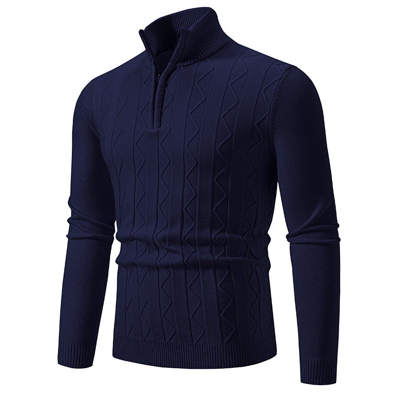 Herren eleganter Rollkragenpullover mit Zopfmuster und hohem Kragen R&B