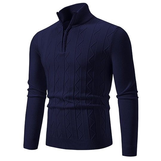 Herren eleganter Rollkragenpullover mit Zopfmuster und hohem Kragen R&B