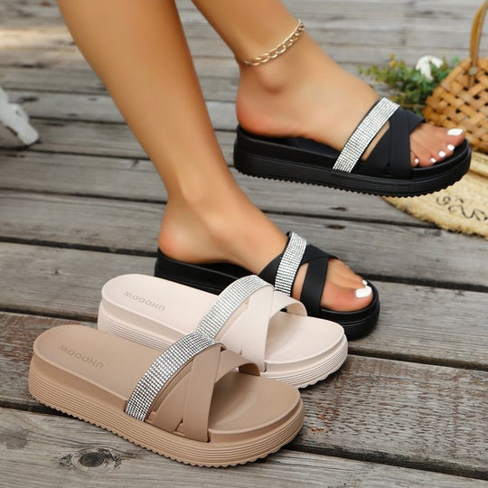 Damen Komfort-Sandalen mit funkelndem Riemen R&B