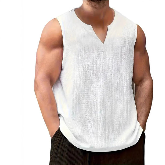 Herren Ärmelloses Freizeitshirt mit strukturiertem Design und V-Ausschnitt R&B
