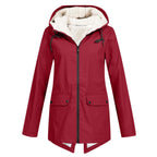 Damen wetterfeste und gefütterte Regenjacke mit verstellbarem Kapuzenkragen R&B