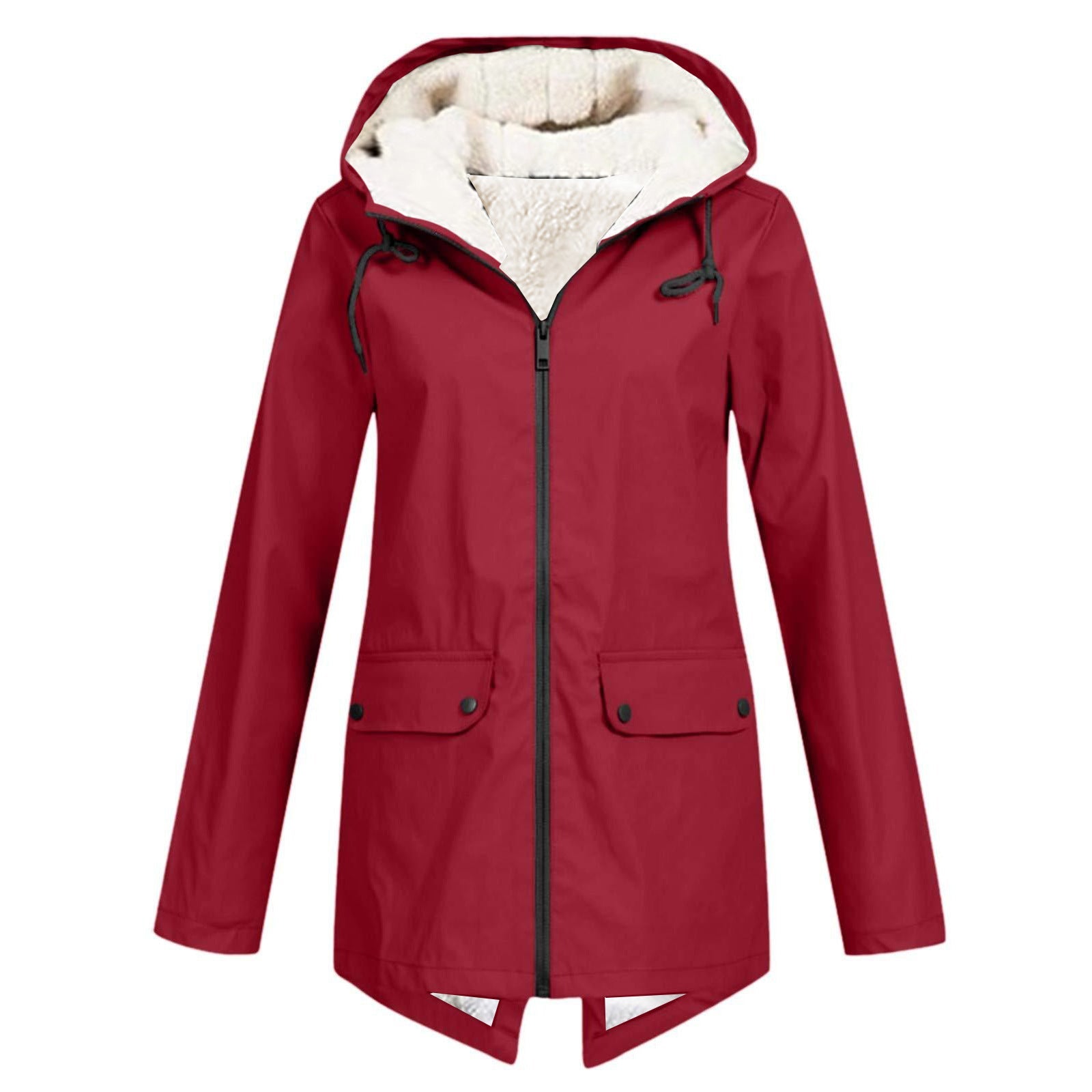 Damen wetterfeste und gefütterte Regenjacke mit verstellbarem Kapuzenkragen R&B