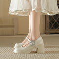 Damen elegante Blockabsatz-Pumps mit modischer Schnallenverzierung R&B
