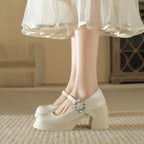 Damen elegante Blockabsatz-Pumps mit modischer Schnallenverzierung R&B