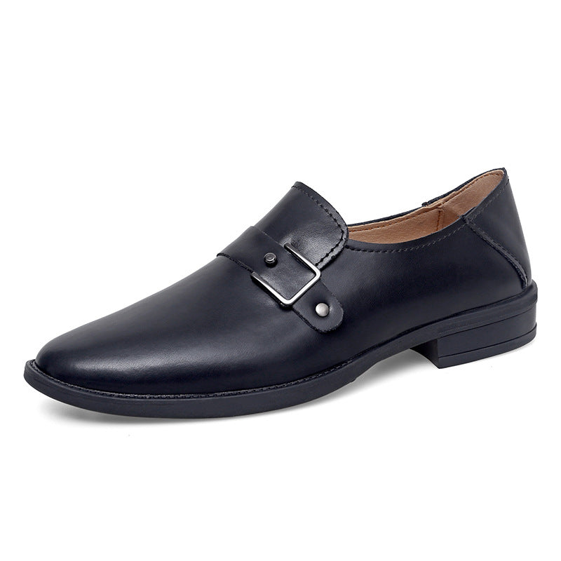 Herren eleganter Leder Slipper mit dekorativem Riemen R&B