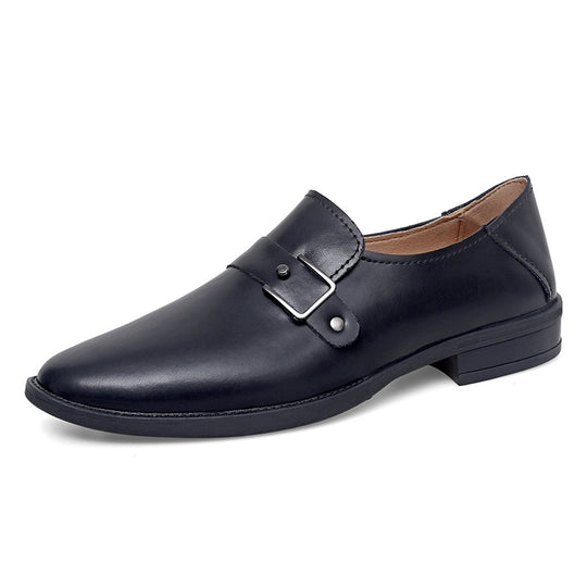 Herren eleganter Leder Slipper mit dekorativem Riemen R&B