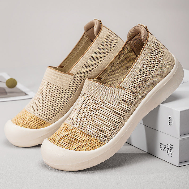 Damen Modische Slip-On Sneakers mit rutschfester und atmungsaktiver Strickoberfläche R&B