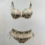 Damen Hochgeschnittener Snake-Print Bikini R&B