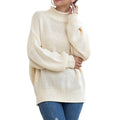 Damen Grobstrickpullover mit hohem Kragen und lockerem Schnitt