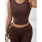 Damen figurbetontes Crop-Top und flared Leggings Set R&B