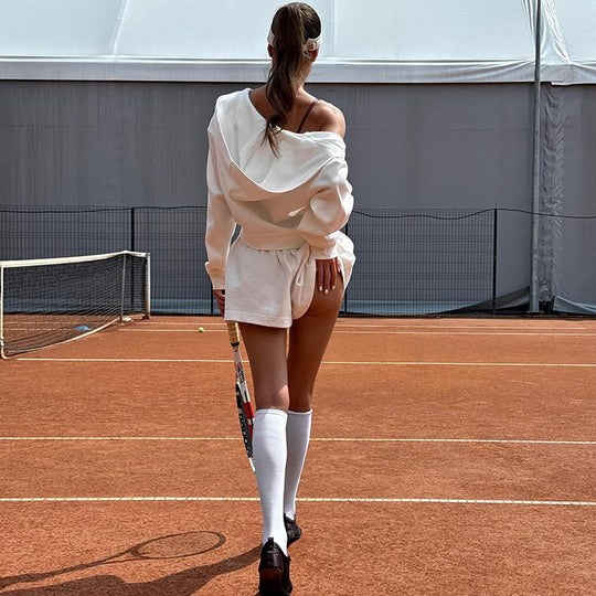 Damen Sportliches Lounge-Set mit cropped Jacke und Shorts R&B