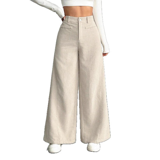 Damen weite Faltenhose mit hohem Bund R&B