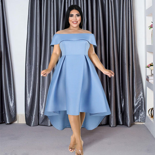 Damen Hochzeitskleid mit schulterfreiem Design und schwingendem Saum R&B