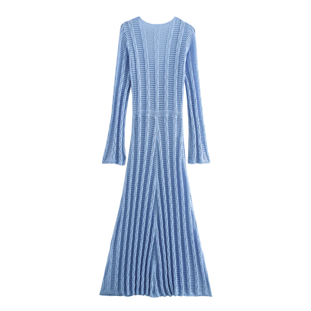 Damen Maxikleid mit raffiniertem Häkelmuster und eleganten Ärmeln R&B