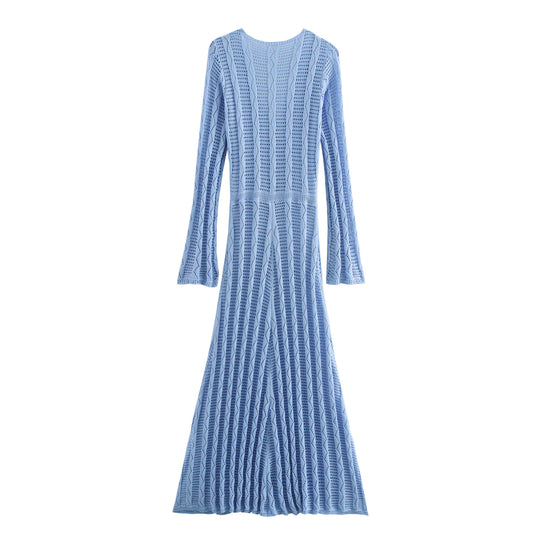 Damen Maxikleid mit raffiniertem Häkelmuster und eleganten Ärmeln R&B