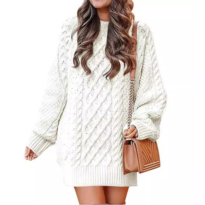 Damen Großer Strickpullover mit Zopfmuster und lässigem Schnitt R&B