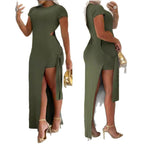 Damen Maxikleid mit seitlichem Schlitz und Cut-Out-Details