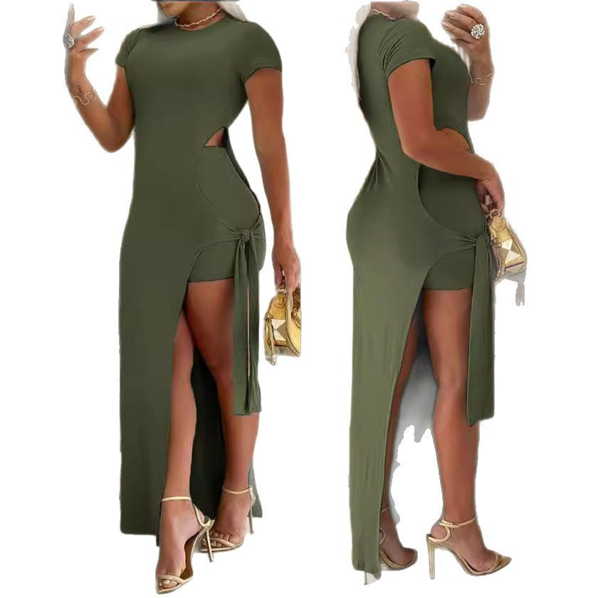 Damen Maxikleid mit seitlichem Schlitz und Cut-Out-Details