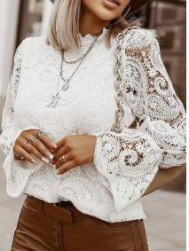 Damen Spitzenoberteil mit floralen Lochdetails R&B