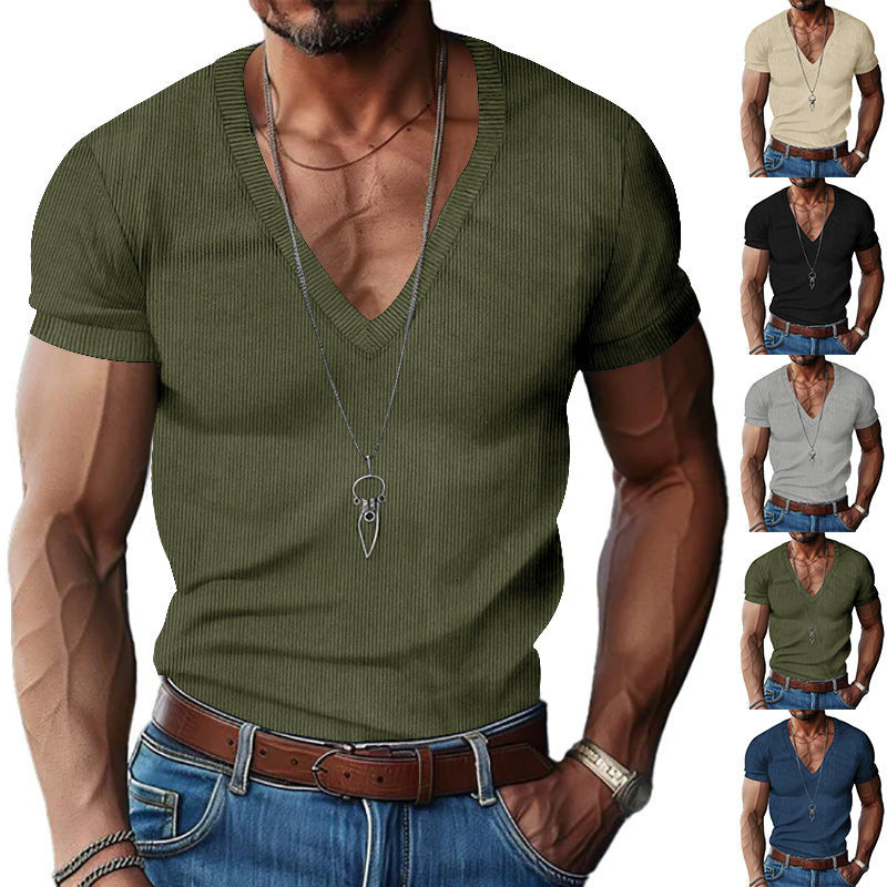 Herren Kurzarm V-Ausschnitt T-Shirt R&B