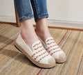 Damen Slip-On Espadrilles mit buntem Wdesign und hochwertiger Jutesohle