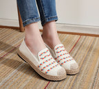 Damen Slip-On Espadrilles mit buntem Wdesign und hochwertiger Jutesohle