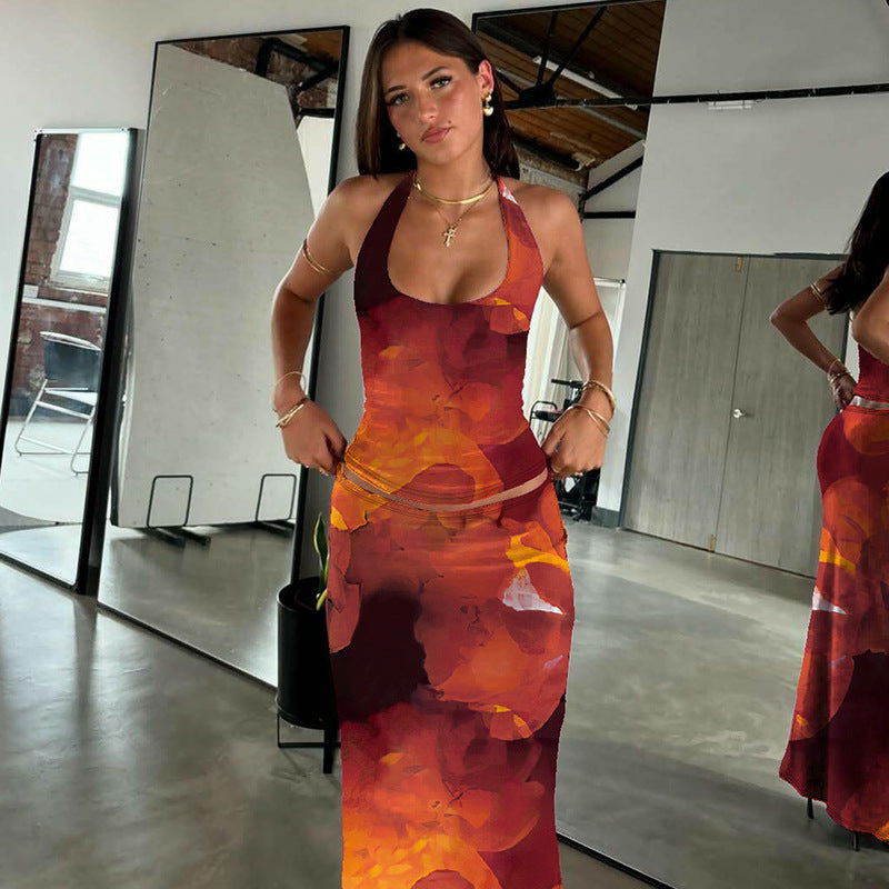 Damen Elegantes Maxikleid mit verführerischem Halterneck R&B