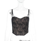 Damen Spitzen-Crop-Top mit verstellbaren Trägern R&B