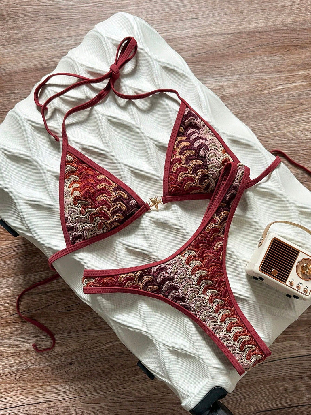 Damen Triangel-Bikini mit eleganter Rippstruktur R&B
