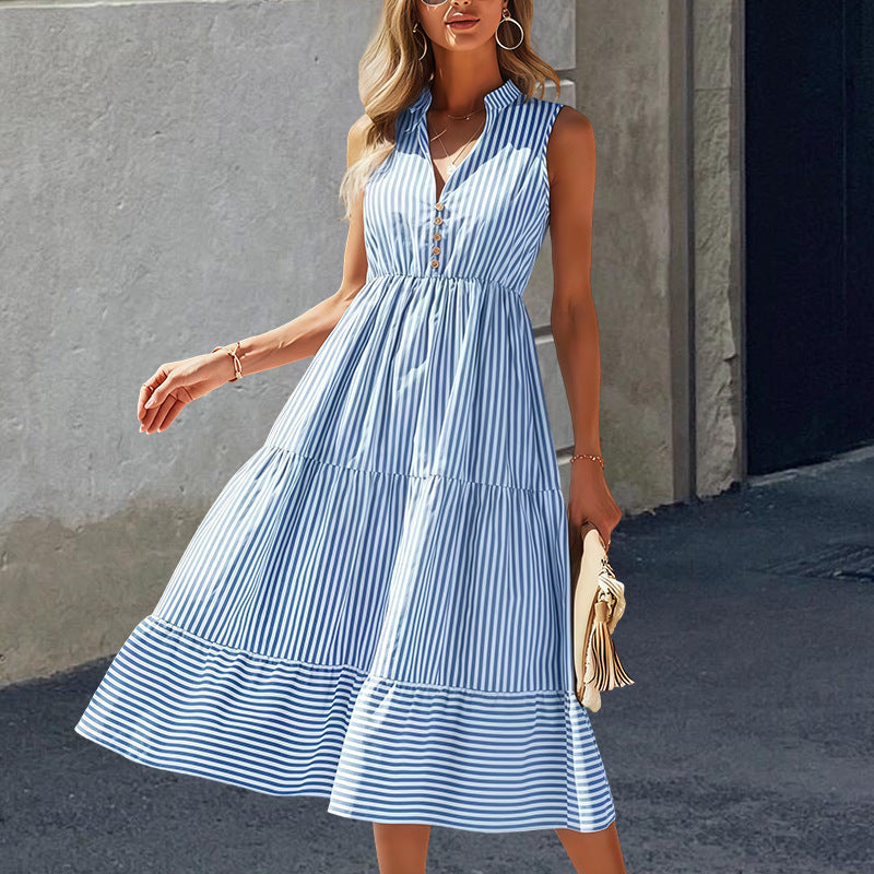 Damen Langarm Kleid im lässigen Streifen-Design und fließendem Schnitt EB