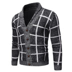 Herren modische Strickjacke mit V-Ausschnitt und modernem Karomuster R&B