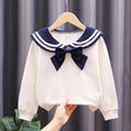 Mädchen Sweatshirt mit maritimem Kragen und dekorativem Schleifendetail R&B