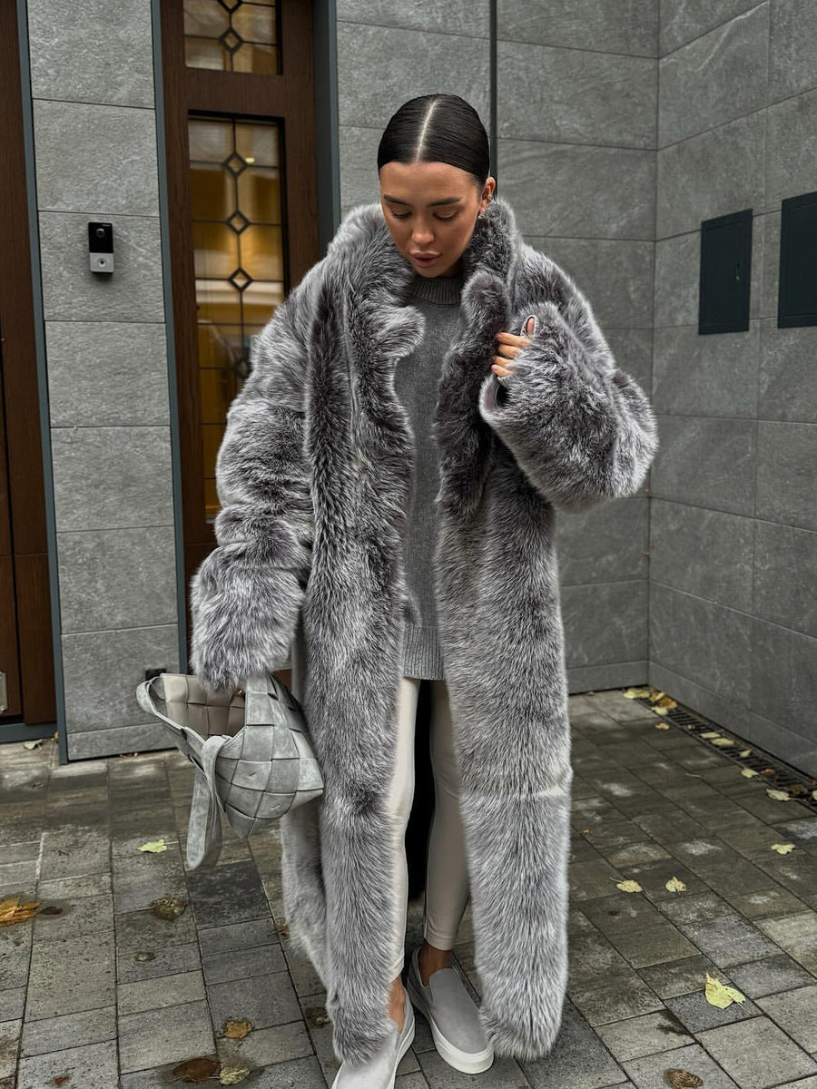 Damen Luxus Kunstfellmantel R&B