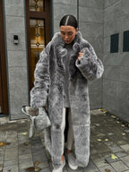 Damen Luxus Kunstfellmantel R&B